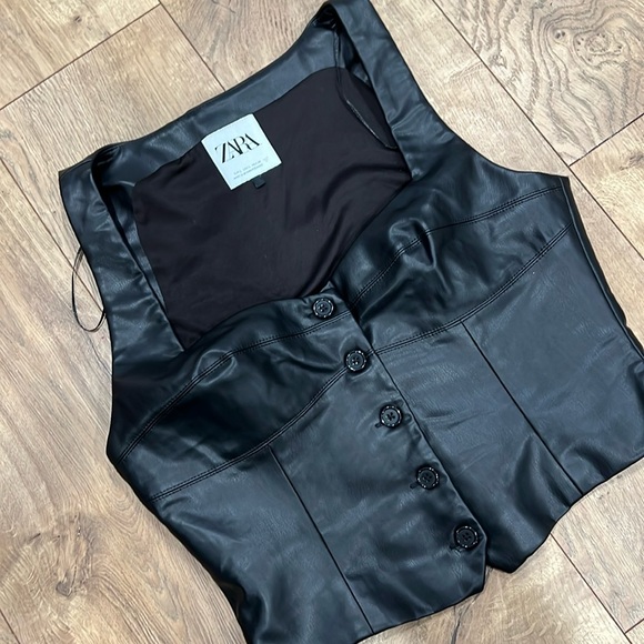 Zara Tops - Black leather vest top